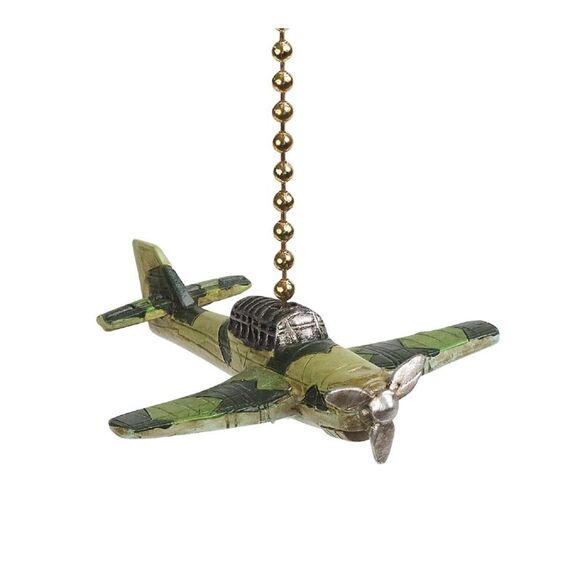 Ceiling Fan Pull Fighter Plane Ceiling Fan Light Dimensional Pull Resin Green - Picture 1 of 4